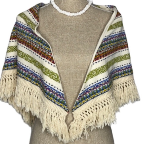 Originals by Phyllis Accessories - Boho hippy fringe rainbow wrap one of a kind